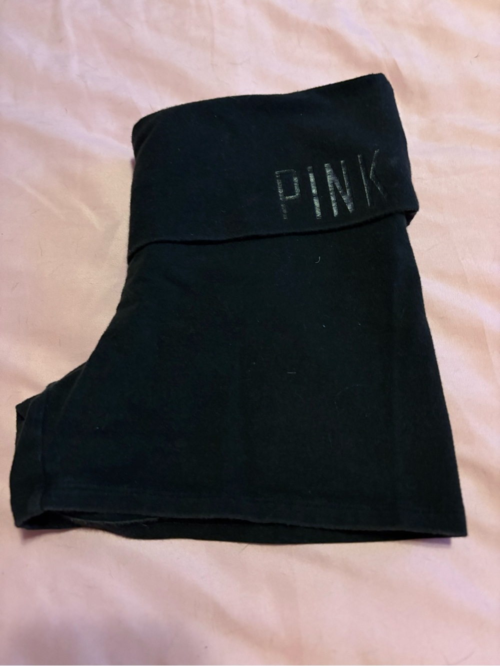 PINK Victoria's Secret Black Fold-Over Yoga Shorts - Picture 5 of 6
